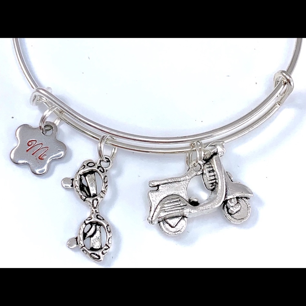 Silverplate Wire Personalize Initial Scooter Brac…